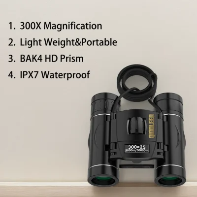 300×25 Binoculars for Adults and Kids, High Powered Mini Pocket Binoculars with Phone Adapter, Waterproof Compact Binoculars for Bird Watching, Hunting, Concert, Theater, Opera, Traveling, Sightseeing