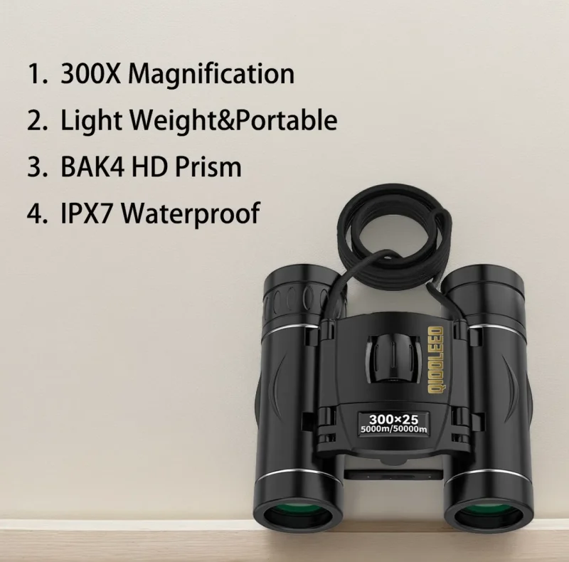 300×25 Binoculars for Adults and Kids, High Powered Mini Pocket Binoculars with Phone Adapter, Waterproof Compact Binoculars for Bird Watching, Hunting, Concert, Theater, Opera, Traveling, Sightseeing