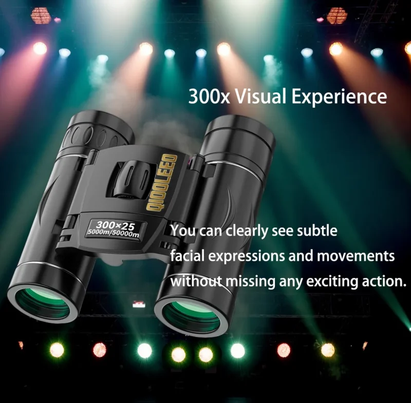 300×25 Binoculars for Adults and Kids, High Powered Mini Pocket Binoculars with Phone Adapter, Waterproof Compact Binoculars for Bird Watching, Hunting, Concert, Theater, Opera, Traveling, Sightseeing