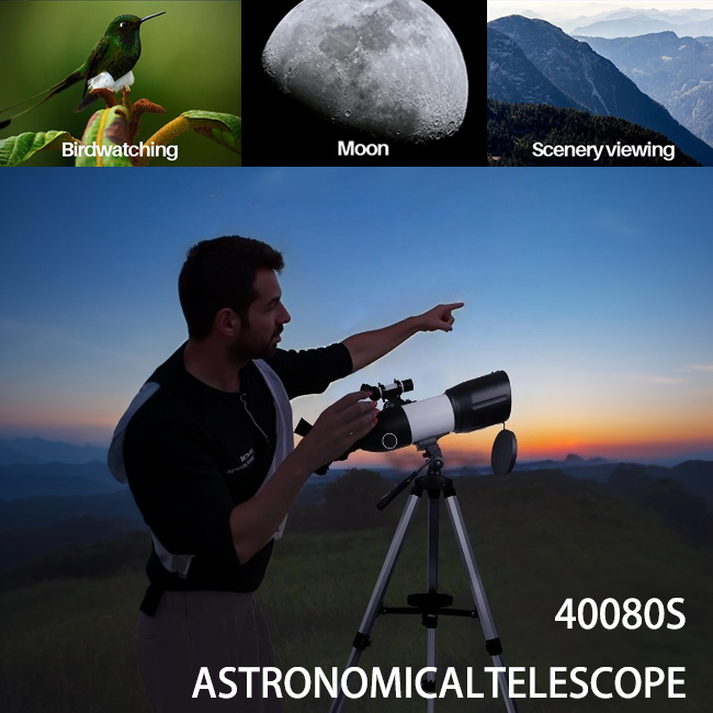 Telescope, 80mm Large Aperture Telescope for Astronomy Beginners, Adults and Kids, 3 Rotatable Eyepieces Professional Refractor Telescope for View Moon Landscape and Planet